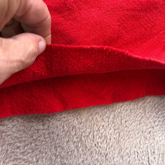 Champion Women's Reverse Weave Sweatshirt Large Crew Neck Red Cropped with Sciss - Picture 9 of 14